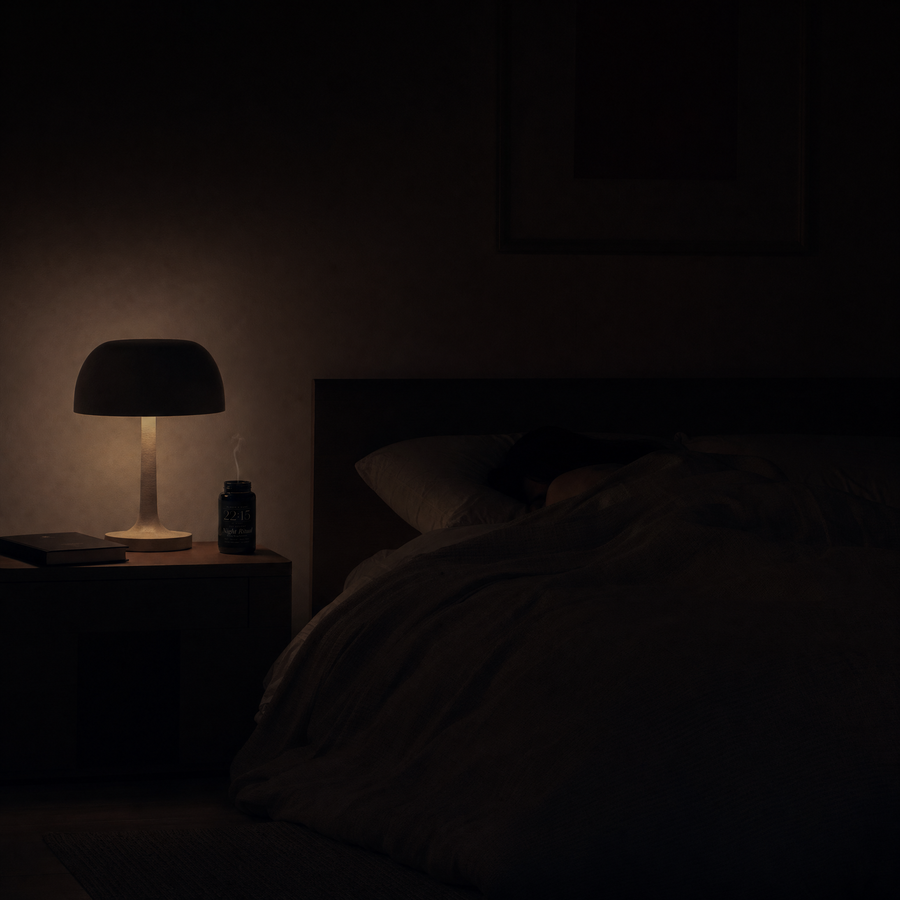 Silence — the bedroom in near-total darkness