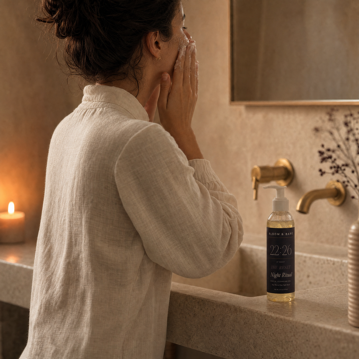 22:26 — The Reset, cleansing at the travertine sink