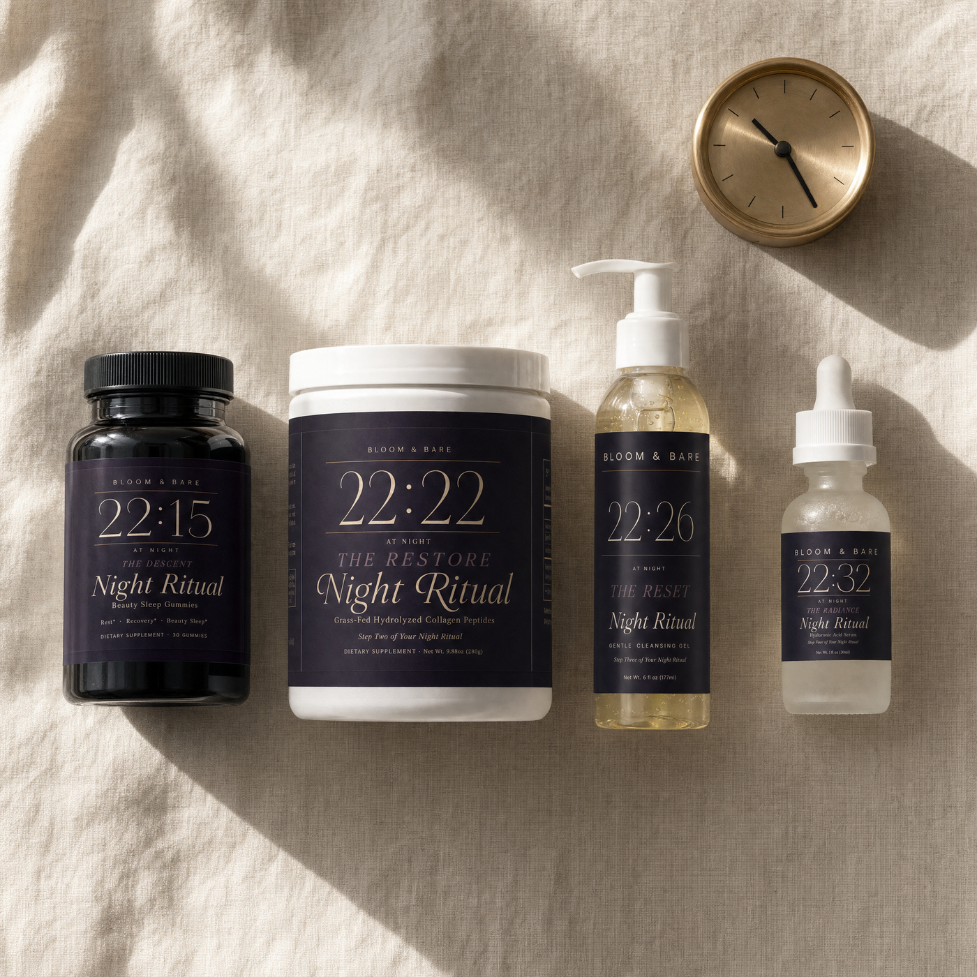 The four chapters of the Night Ritual, editorial flat lay